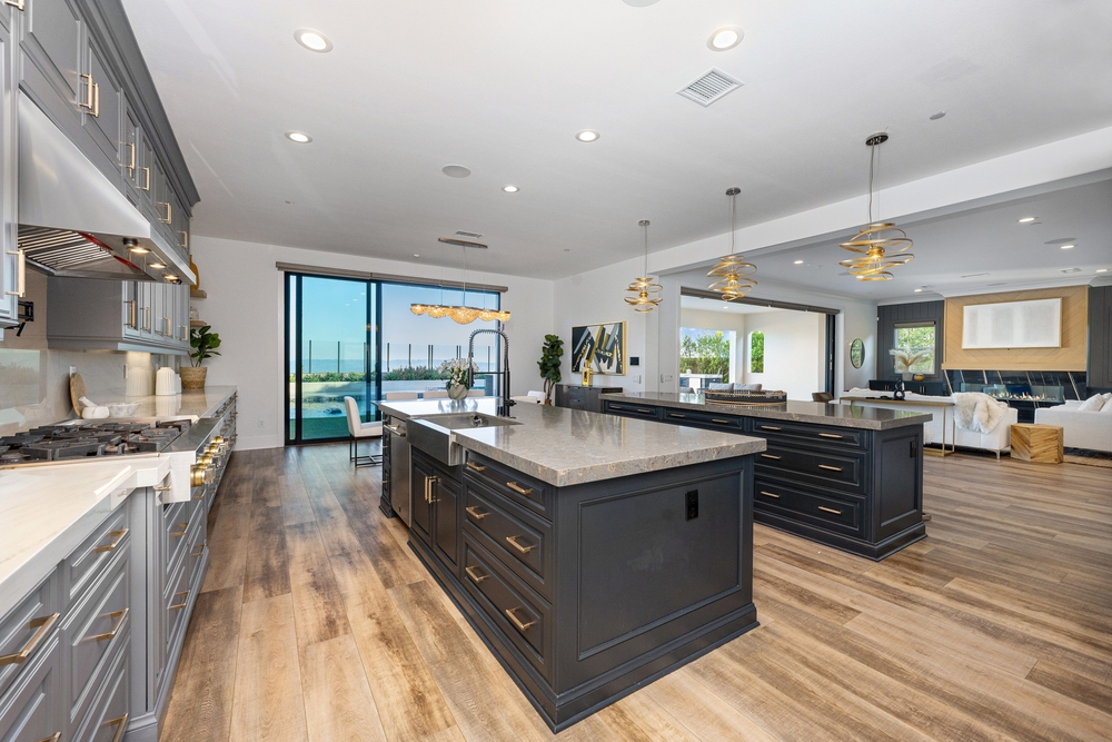 Custom open-plan cabinetry and built-in storage in luxury home